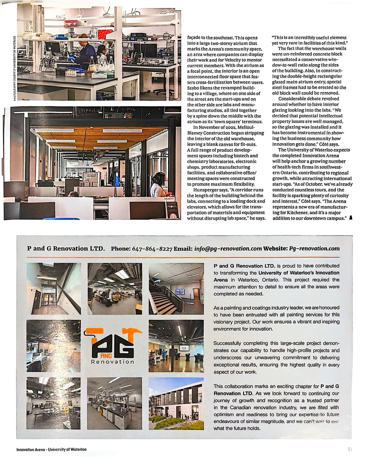 Award magazine, December 2024 โ Innovation Arena, University of Waterloo, feature page 67