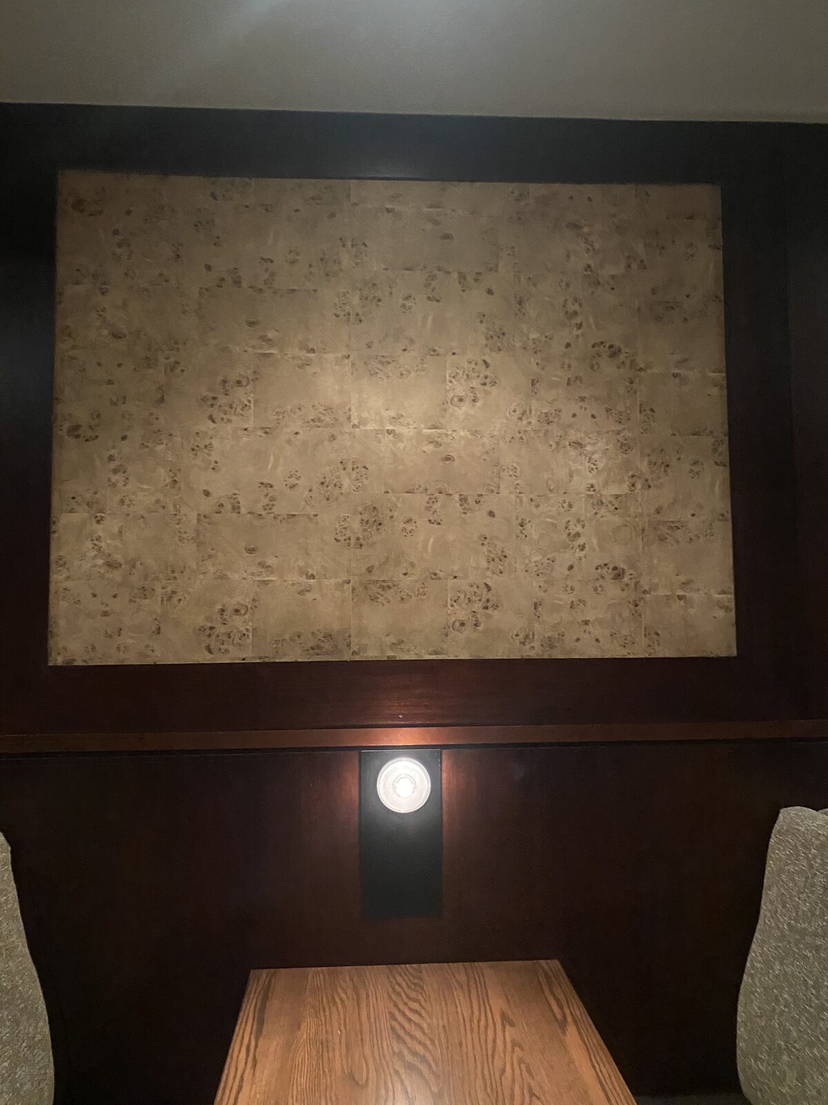 The Keg Steakhouse & Bar, Peterborough, Ontario — feature wall wallcovering installation by P&G Renovation